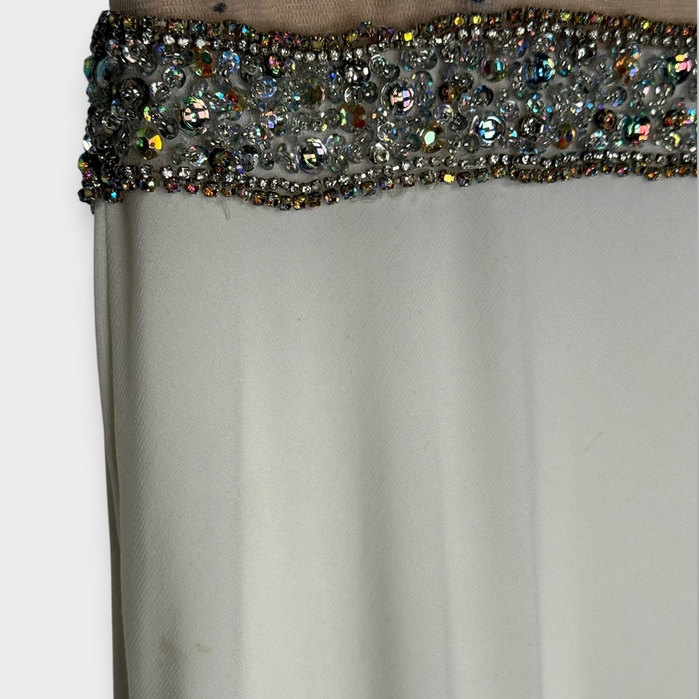 NEW Rachel Allan Prom Pageant Evening Gown Dress White Lavender Green Beads Sz 0 - Picture 4 of 13
